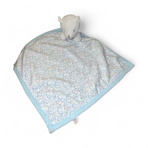 S L Home Fashions White Bear Baby Blue Letters Lovey Security Blanket Plush